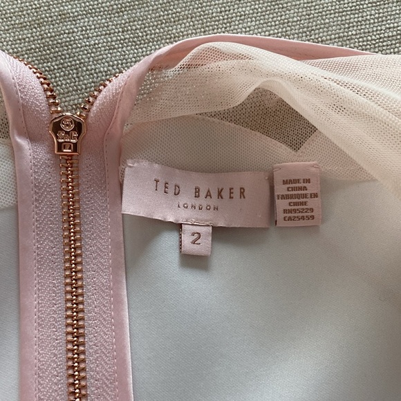 Ted Baker Jaazmin Fantasia Scallop Mini Dress Mesh Red Pink Floral Size 6 - Picture 12 of 14